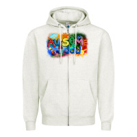 Oatmeal Heather Au-some dad Autism Zipper Hoodie - FaDigitalArtStudio