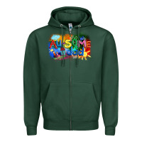 Sports Green Au-some dad Autism Zipper Hoodie - FaDigitalArtStudio