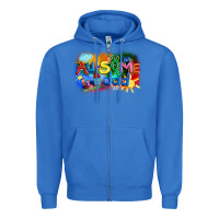 True Royal Au-some dad Autism Zipper Hoodie - FaDigitalArtStudio