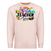 Pale Pink Kindergarten Teacher Life Premium Sweatshirt - LillyAllenDesigns