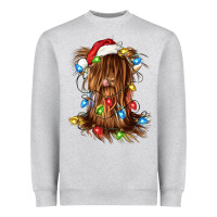 Heather Grey christmas heifer cow gnome Heavyweight Sweatshirt - CowGirlArtShop