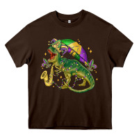 Chocolate Brown mardi gras tree rex Heavy Core Tee - MaliasSmallBusiness