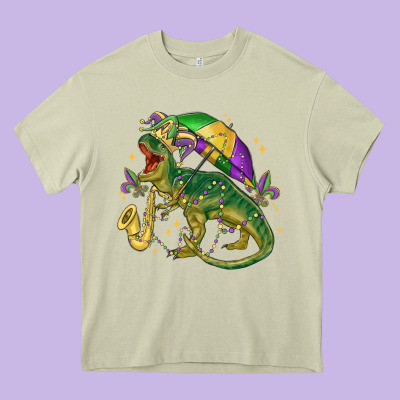 Mardi Gras Tree Rex Heavy Core Tee Designed By Maliassmallbusiness