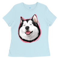 Baby Blue husky Ladies Tee - Jasminsmagicworld