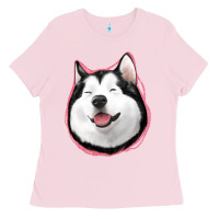 Bubblegum Pink husky Ladies Tee - Jasminsmagicworld