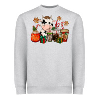 Heather Grey cow coffee cups christmas Heavyweight Sweatshirt - CowGirlArtShop