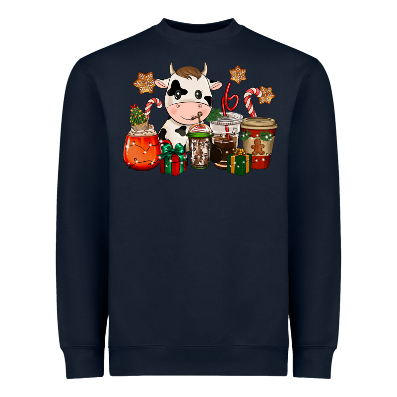 Cow Coffee Cups Christmas Heavyweight Sweatshirt by CowGirlArtShop | Teevron