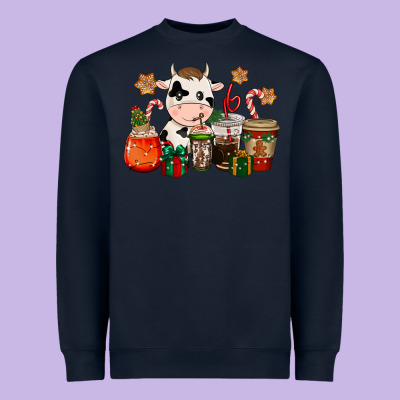 Cow Coffee Cups Christmas Heavyweight Sweatshirt Designed By Cowgirlartshop