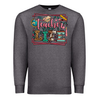 Charcoal Heather Teacher life leopard frame Premium Sweatshirt - LillyAllenDesigns