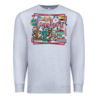 Heather Grey Teacher life leopard frame Premium Sweatshirt - LillyAllenDesigns