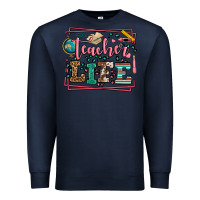 Navy Teacher life leopard frame Premium Sweatshirt - LillyAllenDesigns
