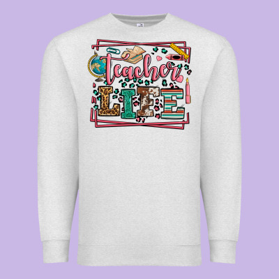 Teacher Life Leopard Frame Premium Sweatshirt Designed By Lillyallendesigns
