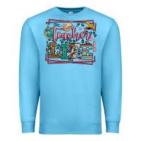 Ocean Blue Teacher life leopard frame Premium Sweatshirt - LillyAllenDesigns