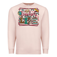 Pale Pink Teacher life leopard frame Premium Sweatshirt - LillyAllenDesigns
