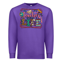 Purple Teacher life leopard frame Premium Sweatshirt - LillyAllenDesigns