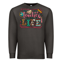 Smoke Teacher life leopard frame Premium Sweatshirt - LillyAllenDesigns