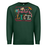 Sports Green Teacher life leopard frame Premium Sweatshirt - LillyAllenDesigns