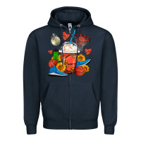 Navy Basketball Frappe Coffee Zipper Hoodie - FaDigitalArtStudio