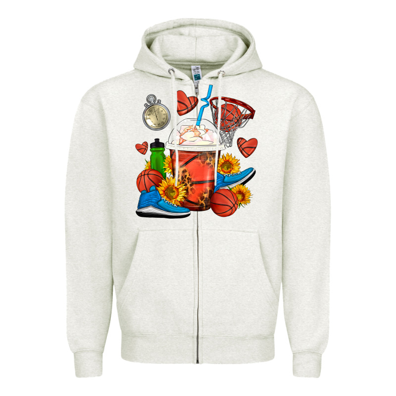 Basketball Frappe Coffee Zipper Hoodie by FaDigitalArtStudio | Teevron