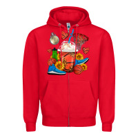 Red Basketball Frappe Coffee Zipper Hoodie - FaDigitalArtStudio
