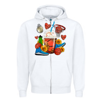White Basketball Frappe Coffee Zipper Hoodie - FaDigitalArtStudio