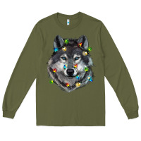 Army Green Christmas with wolf Long Sleeve Tee - RanaPortraitStore