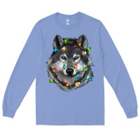 Colony Blue Christmas with wolf Long Sleeve Tee - RanaPortraitStore