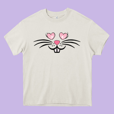 Bunny Face Easter Heavy Core Tee Designed By Maliassmallbusiness