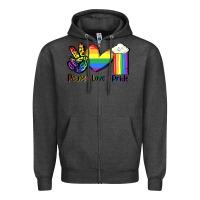 Charcoal Heather Peace love Pride Zipper Hoodie - FaDigitalArtStudio