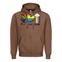 Chestnut Peace love Pride Zipper Hoodie - FaDigitalArtStudio