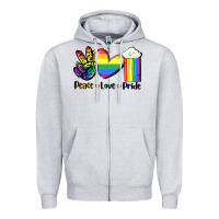 Heather Grey Peace love Pride Zipper Hoodie - FaDigitalArtStudio