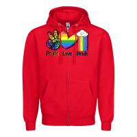 Red Peace love Pride Zipper Hoodie - FaDigitalArtStudio