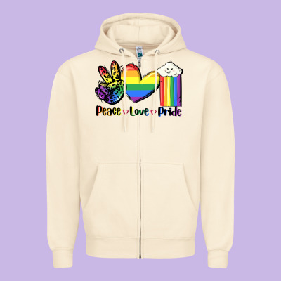 Peace Love Pride Zipper Hoodie Designed By Fadigitalartstudio