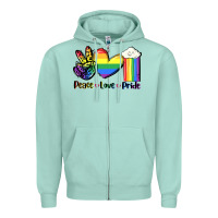 Seafoam Peace love Pride Zipper Hoodie - FaDigitalArtStudio