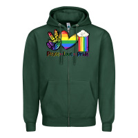 Sports Green Peace love Pride Zipper Hoodie - FaDigitalArtStudio