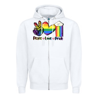 White Peace love Pride Zipper Hoodie - FaDigitalArtStudio