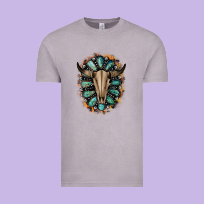 Western Gemstone Bull Skull Vintage Tee Designed By Bettercallsaul