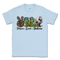 Dusty Blue Leopard Peace Love Baboon Classic Tee - LillyAllenDesigns