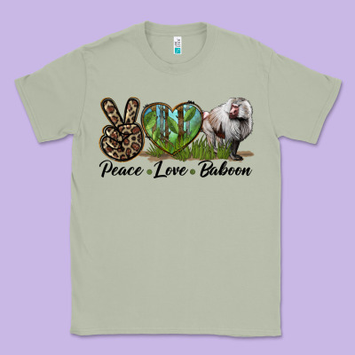 Leopard Peace Love Baboon Classic Tee Designed By Lillyallendesigns