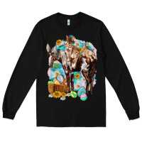 Black Happy Easter Day Rodeo Long Sleeve Tee - NancyCooperArtShop