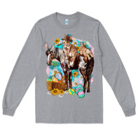 Heather Grey Happy Easter Day Rodeo Long Sleeve Tee - NancyCooperArtShop