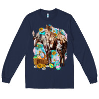 Navy Happy Easter Day Rodeo Long Sleeve Tee - NancyCooperArtShop