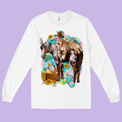 Happy Easter Day Rodeo Long Sleeve Tee Designed By Nancycooperartshop