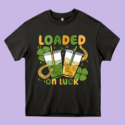 Loaded On Luck Heavy Core Tee Designed By Maliassmallbusiness