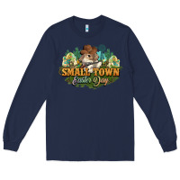 Navy Small town Easter Day Long Sleeve Tee - NancyCooperArtShop