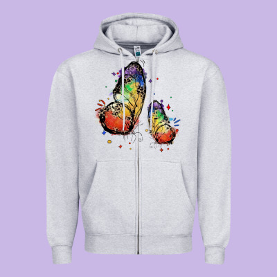 Rainbow Butterfly Pride Zipper Hoodie Designed By Fadigitalartstudio