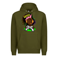 Army Green black gamer girl Premium Hoodie - FaDigitalArtStudio