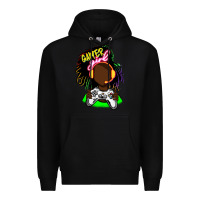 Black black gamer girl Premium Hoodie - FaDigitalArtStudio