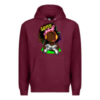 Burgundy black gamer girl Premium Hoodie - FaDigitalArtStudio