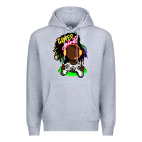 Heather Grey black gamer girl Premium Hoodie - FaDigitalArtStudio